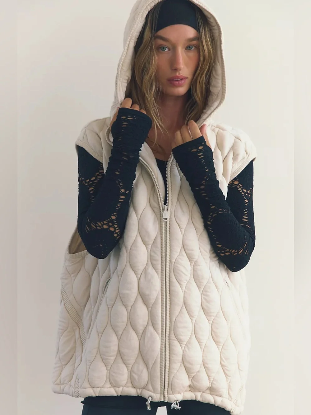 Free People Dream Big Quilted Vest - Army Green - XS